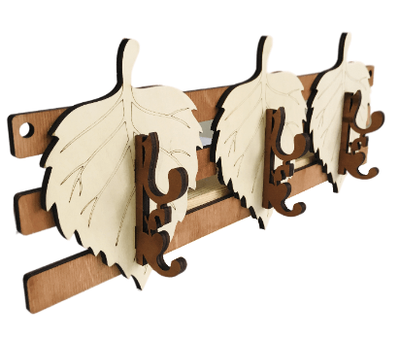 Вешалка "Листик" три крючка фанера